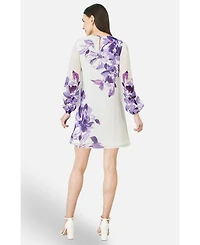 Yumi Women's Keyhole Neck Floral Tunic Dress