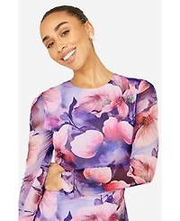 Yumi Women's Tie Back Mesh Midi Dress