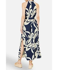Yumi Women's Geo Swirl Print Halter Maxi Dress