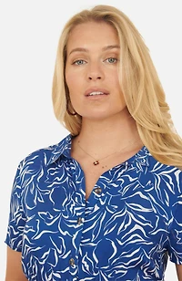 Yumi Women's Printed Midi Ruched Shirt Dress