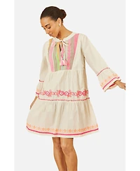 Yumi Women's Embroidered Cotton Tunic Dress