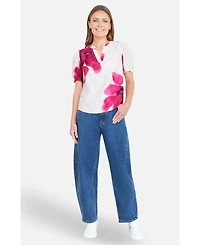 Yumi Women's Watercolour Viscose Floral Top