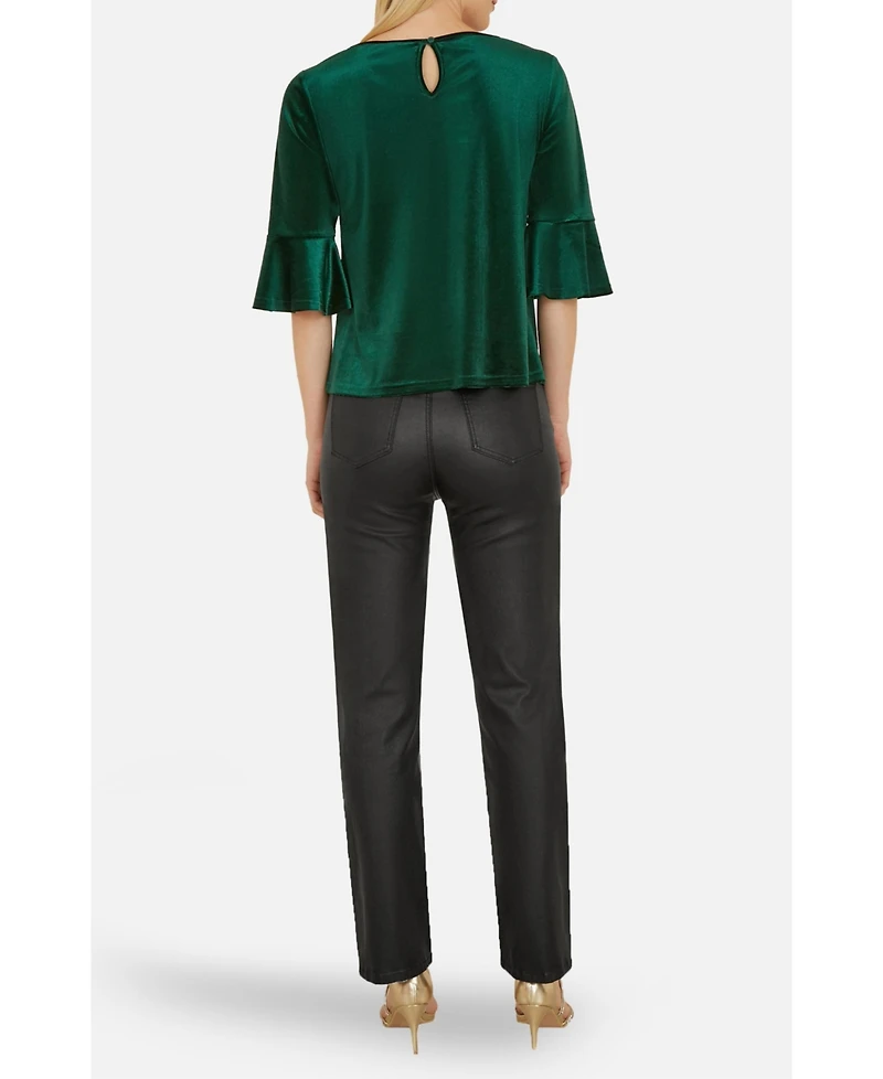 Yumi Women's Fluted Sleeve Relaxed Fit Top