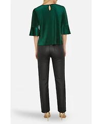 Yumi Women's Fluted Sleeve Relaxed Fit Top