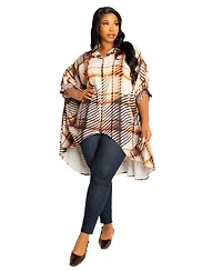 Buxom Couture Women's Plus Geometric Print Flowy Hi-lo Blouse