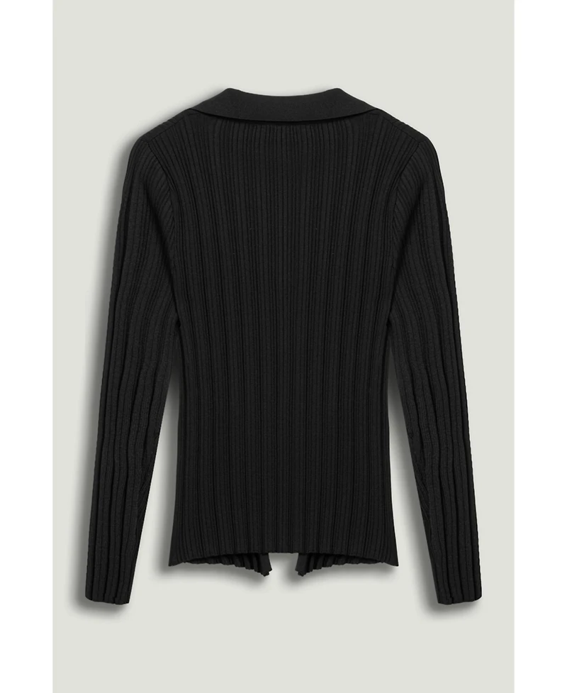 Nocturne Women's Floral Embellished Ribbed V-Neck Sweater