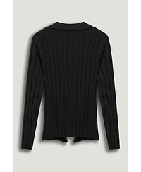 Nocturne Women's Floral Embellished Ribbed V-Neck Sweater