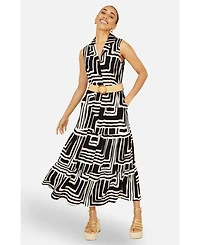 Yumi Women's Geo Print Midi Shirt Dress