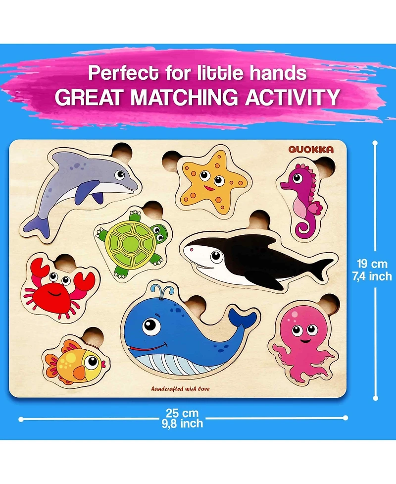 Quokka Wooden Puzzles for Toddlers 1-2 – Pegged Puzzles Animal Sea