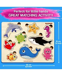 Quokka Wooden Puzzles for Toddlers 1-2 – Pegged Puzzles Animal Sea