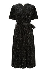 Yumi Women's Velvet Sparkle Wrap Midi Dress