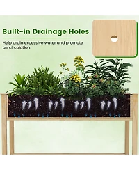 Slickblue Portable Wooden Raised Garden Bed with Legs and Wheels