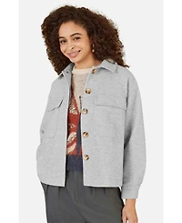 Yumi Women's Textured Finish Patch Pocket Shacket