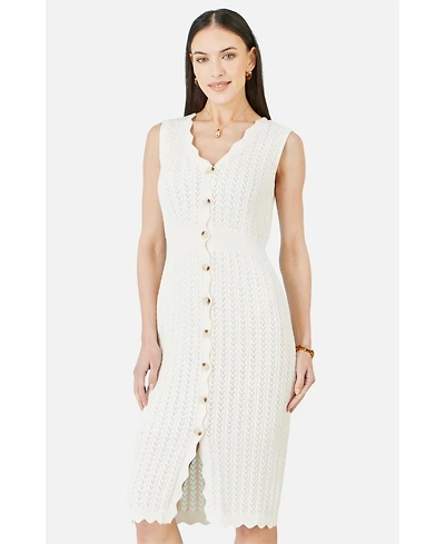 Yumi Women's Cotton Scallop Crochet Knitted Dress
