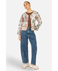 Yumi Women's Print Reversible Cotton Quilted Jacket