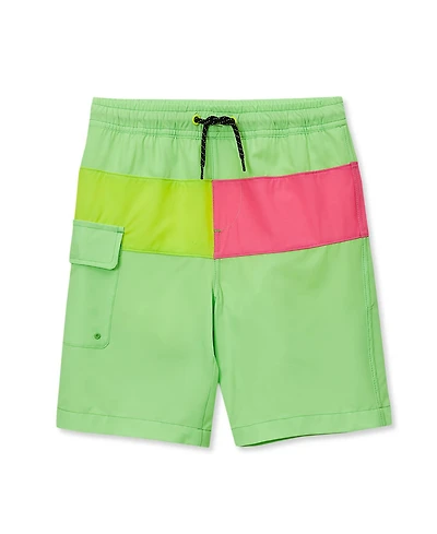 Lands' End Boy Child Chlorine Resistant Colorblock Hydroliner Board Swim Trunks