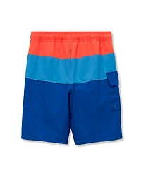 Lands' End Toddler Chlorine Resistant Colorblock Hydroliner Board Swim Trunks