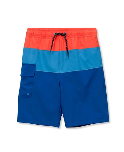 Lands' End Toddler Chlorine Resistant Colorblock Hydroliner Board Swim Trunks