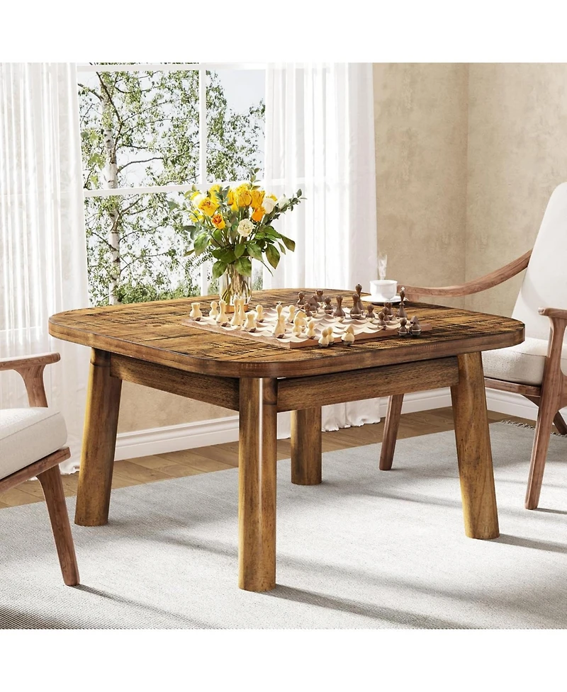 Tribesigns 31.5" Solid Wood Square Coffee Table, Farmhouse Center Table with Rounded Corners, for Living Room, Office, Apartment, Small Places