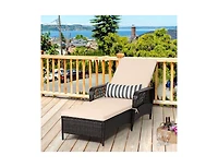 Slickblue Adjustable Outdoor Wicker Chaise Lounge with Pillow for Patio