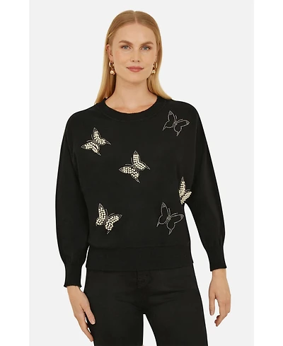 Yumi Women's Sequin Butterfly Jumper