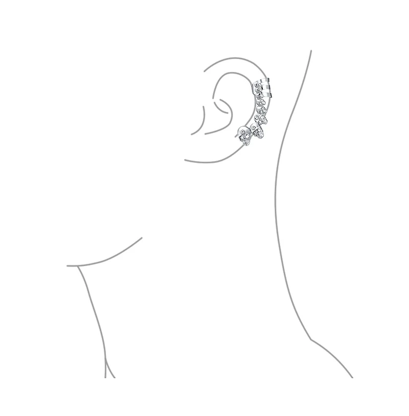 Bling Jewelry Multi Skull Heads Cartilage Left Ear Cuff Clip Wrap Unisex Crystal Crawler Climber Lobe Helix Earring Stainless Steel