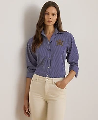 Lauren Ralph Petite Striped Long-Sleeve Shirt