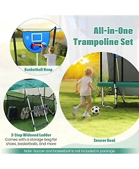Slickblue 10x8 Ft Rectangle Outdoor Trampoline with Basketball Hoop