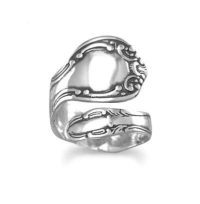 Curata Jewelry 925 Sterling Oxidized Boho Adjustable Wrap Spoon Ring