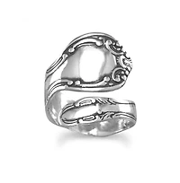 Curata Jewelry 925 Sterling Oxidized Boho Adjustable Wrap Spoon Ring