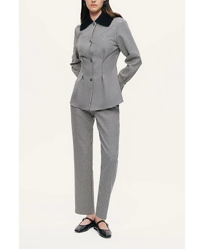 Nocturne Women's Corset-Back Checked Sculpted Shirt