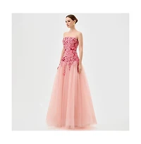 Bariano Women's Poppi Strapless Floral Gown