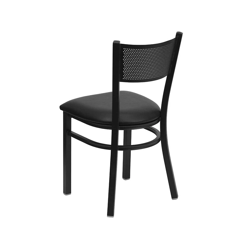 Emma+Oliver Grid Back Metal Restaurant Dining Chair