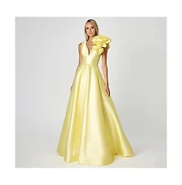 Bariano Women's Mirella V Neck Ruffle Gown