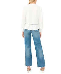 Vince Camuto Women's Lace Yoke Tie-Front Blouse