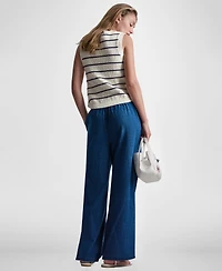 Dkny Jeans Petite Sleeveless Crewneck Striped Sweater