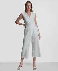 Dkny Women's Striped Sleeveless Wrap Jumpsuit