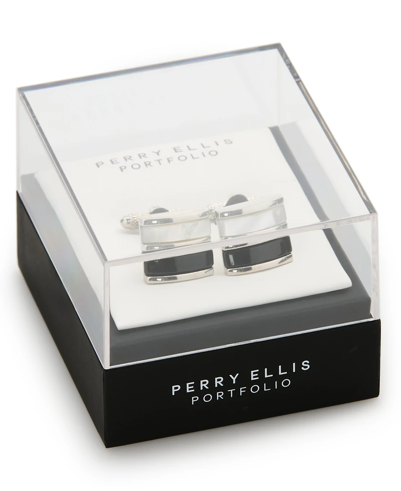 Perry Ellis Portfolio Men's Genuine Shell Obsidian Square Cufflinks