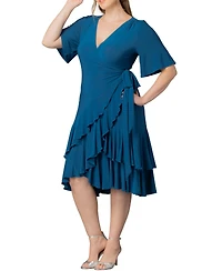 Kiyonna Plus Miranda Ruffle Wrap Dress