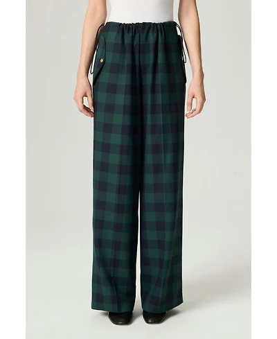 Nocturne Women's Emerald Check Drawstring Wide-Leg Pants
