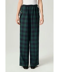 Nocturne Women's Emerald Check Drawstring Wide-Leg Pants
