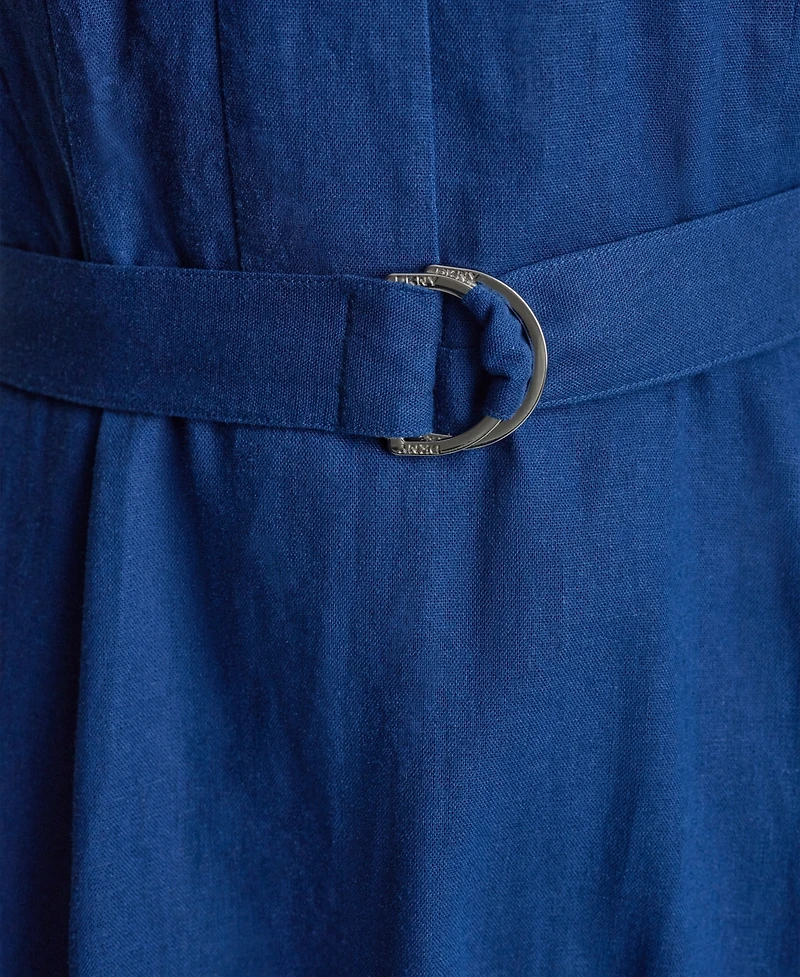 Dkny Women's Sleeveless Crew Neck Belted Midi Dress