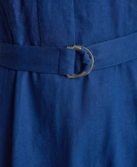 Dkny Women's Sleeveless Crew Neck Belted Midi Dress