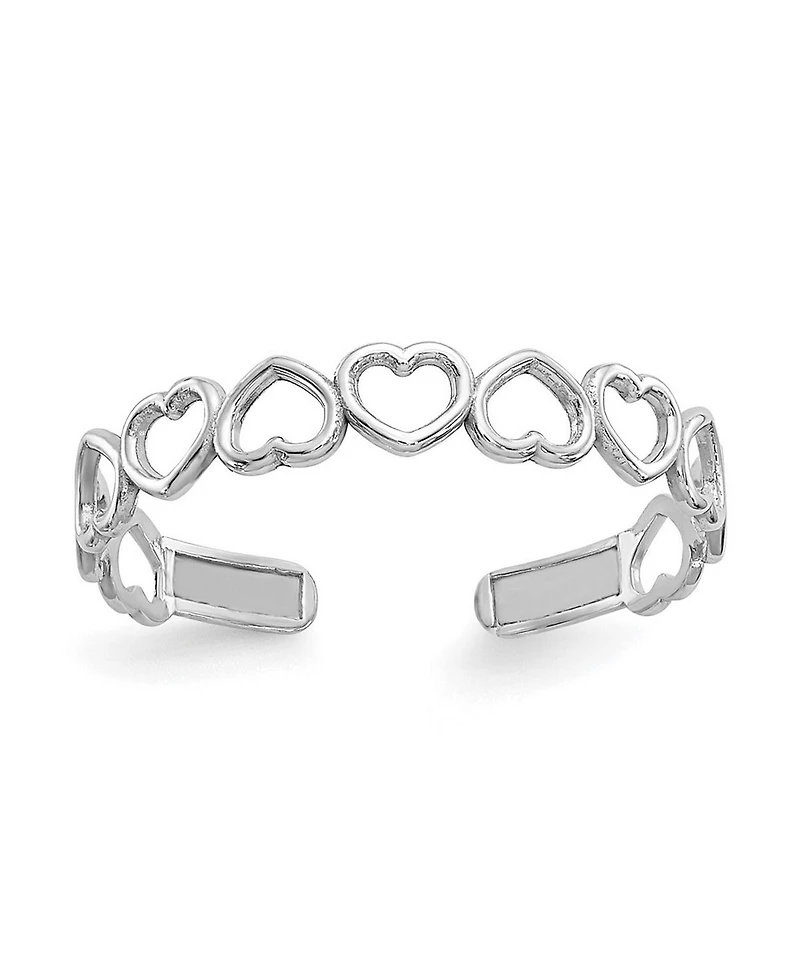 Curata Jewelry Solid 10k Gold Alternating Open Love Hearts Adjustable toe ring toe ring