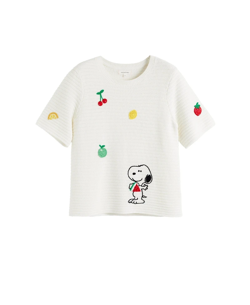 Chinti & Parker Women's Cotton Snoopy Crochet Tee