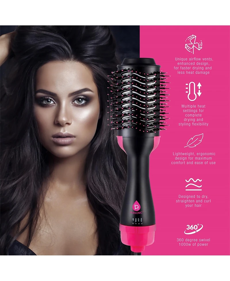 Pursonic Salon-Quality Hair Duo: Triple Barrel Hair Curler & One Step Volumizing Hair Dryer