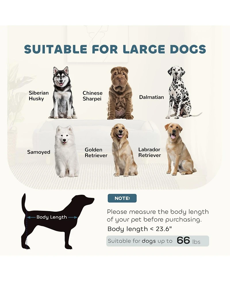 6thdruple Modern Pet Couch with Wood Legs and Cushion for Large Dogs