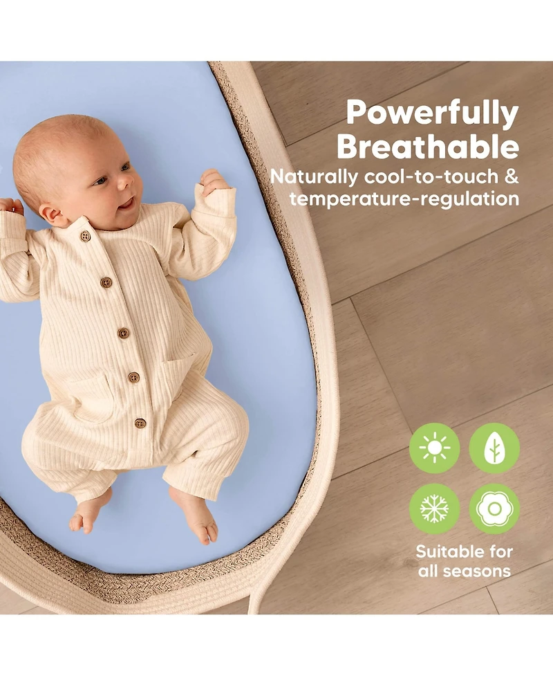 KeaBabies Bassinet Sheet for Baby Girls, Boys, 2-Pack Isla Fitted Sheets, Mattress Sheets