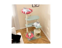 Aostirmotor 49" Floral Kitten Tower with Flower-Shaped Plush Perch, Multi-Level Aesthetic Cat Furniture