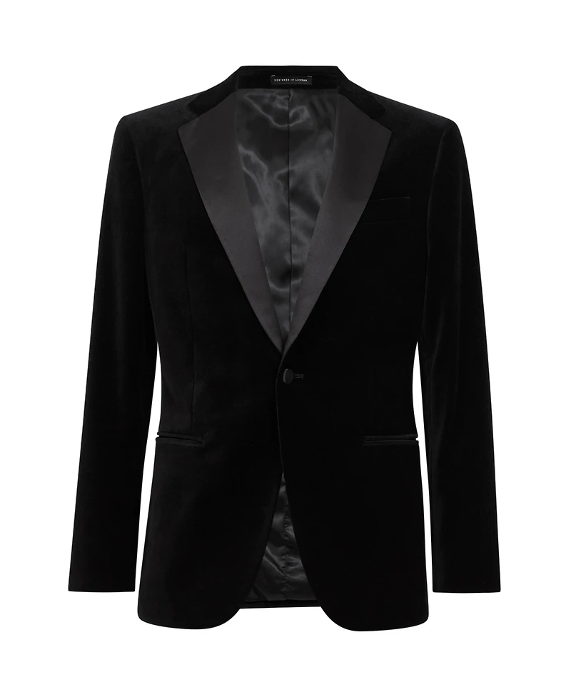 Reiss Men's Velvet Single-Breasted Tailored Fit Blazer